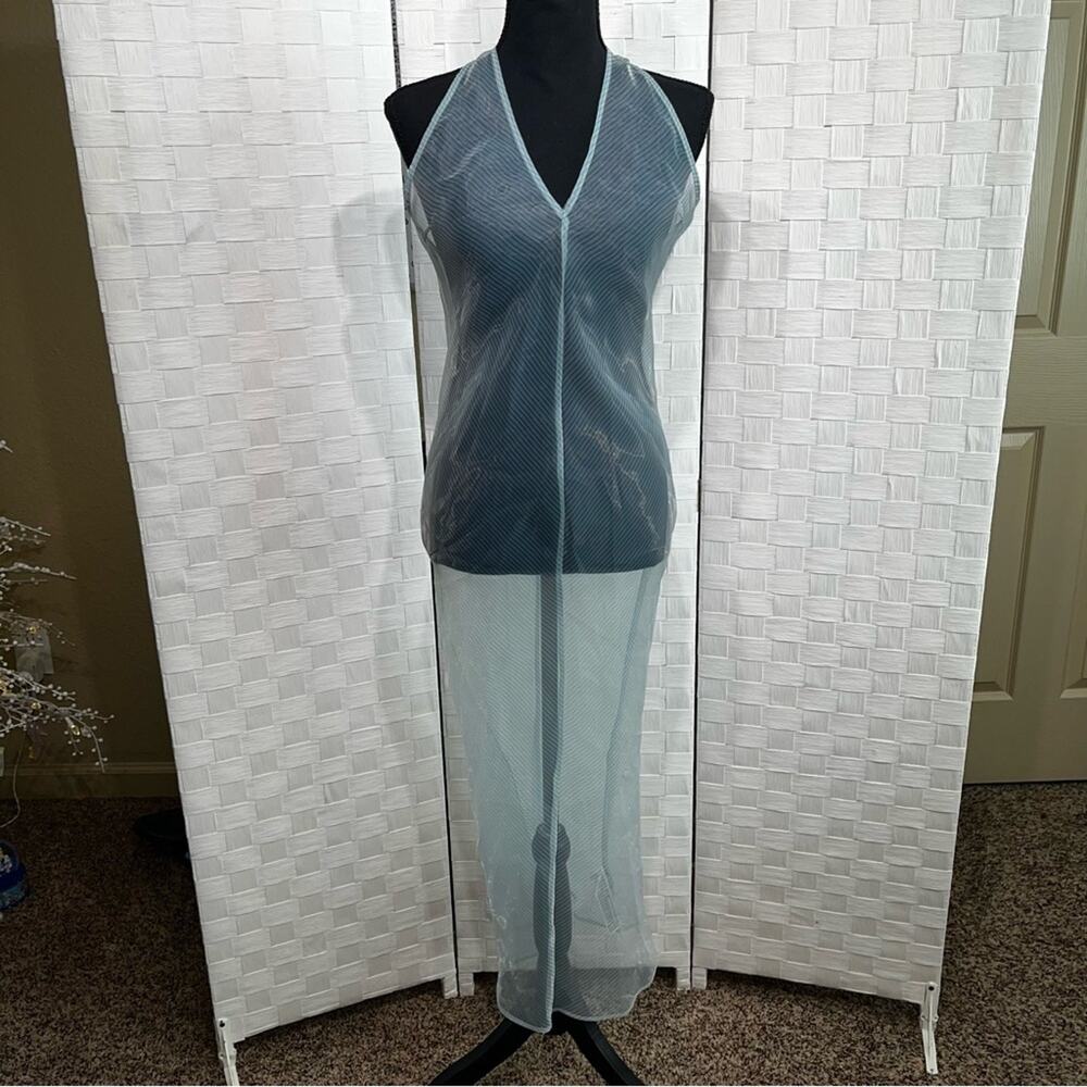 Zara Sheer Blue Maxi Dress - Picture 11 of 12